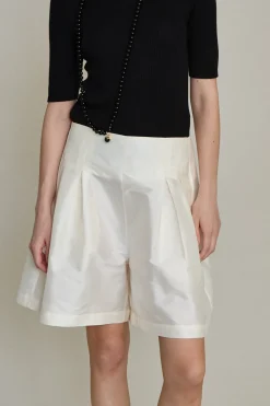 Techno Taffeta Long Shorts Pearl