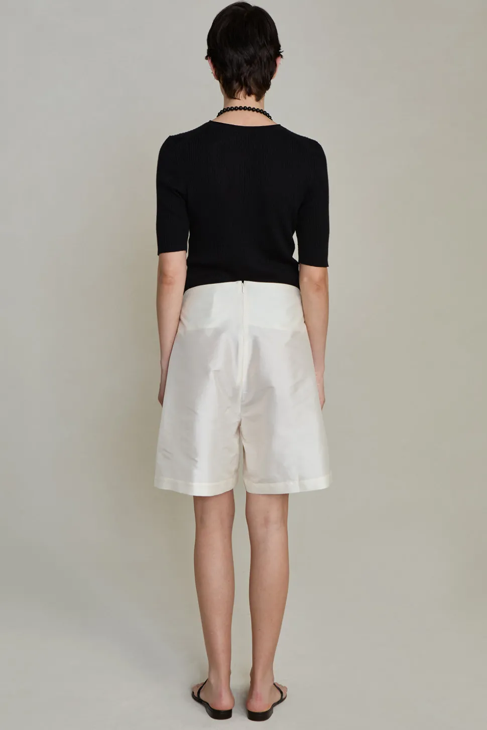 Techno Taffeta Long Shorts Pearl
