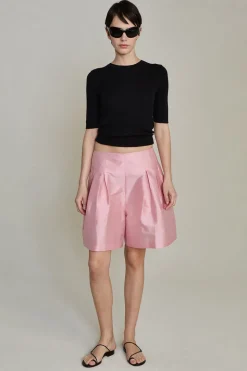 Techno Taffeta Long Shorts Rose