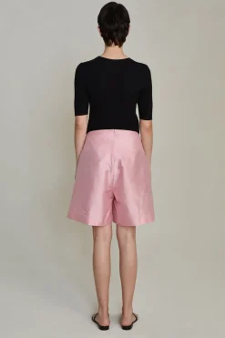 Techno Taffeta Long Shorts Rose