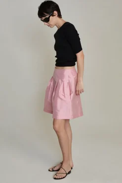 Techno Taffeta Long Shorts Rose