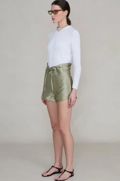Techno Taffeta Shorts Sage