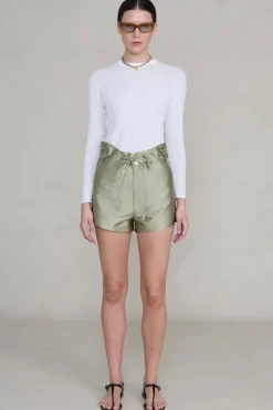 Techno Taffeta Shorts Sage