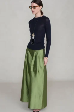 Techno Taffeta Ultra Wide Leg Trouser Tulip Stem