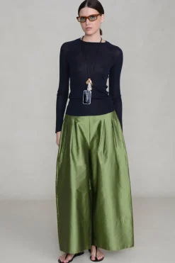 Techno Taffeta Ultra Wide Leg Trouser Tulip Stem