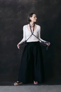 Techno Taffeta Ultra Wide Leg Trouser Black