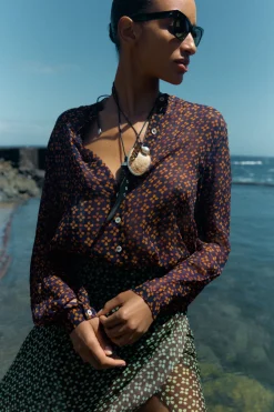 Tethered Button Up Shirt Plum