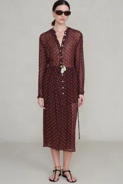 Tethered Button Up Shirt Plum