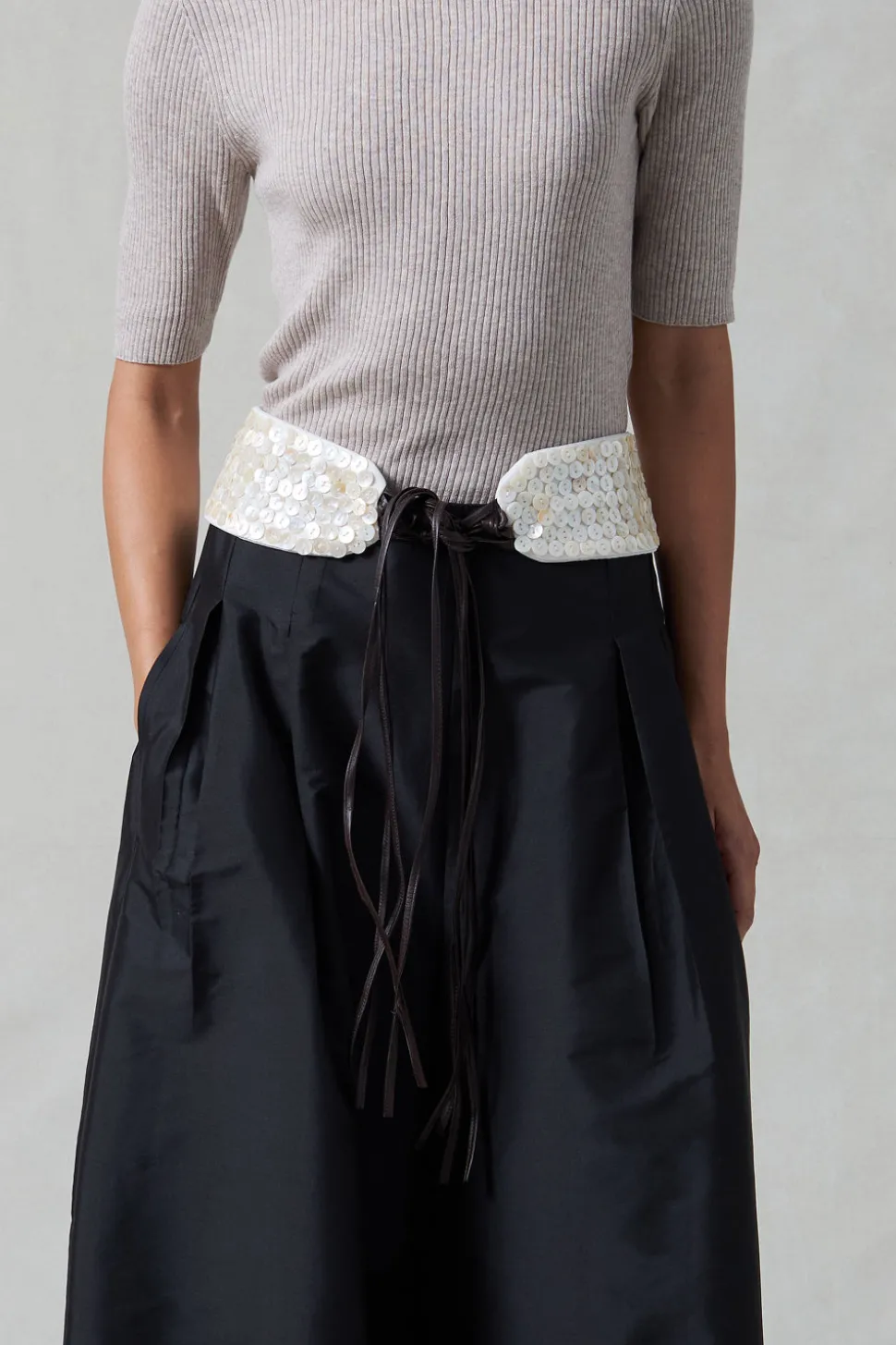 Ultra Wide Waist Belt Shell Button