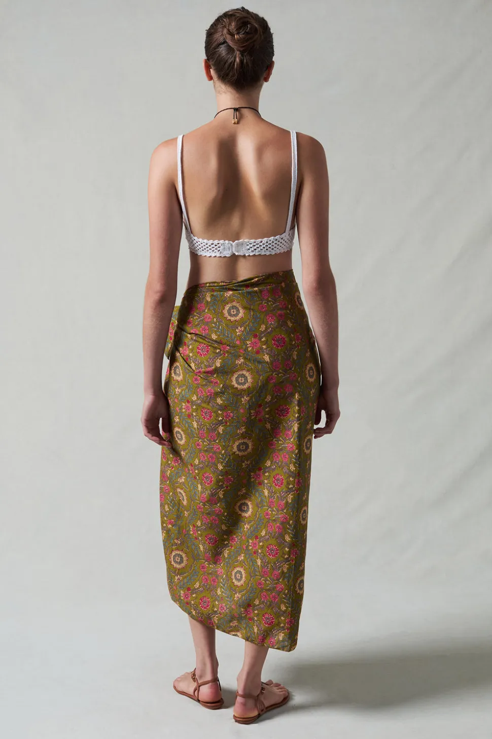 Wildflower Printed Sarong Olive Green