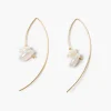 Wire Thread Earrings White Pearl