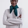 Wool Cashmere Embroidered Bandana Green