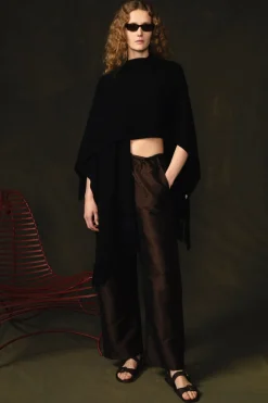 Wool Cashmere Knit Cape Black